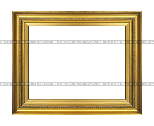 Golden frame for paintings, mirrors or photo isolated on white background. Стоковое фото, фотограф Елена  Попкова / Фотобанк Лори