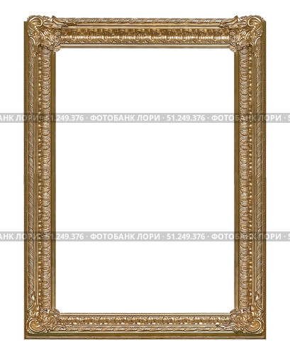 Golden frame for paintings, mirrors or photo isolated on white background. Стоковое фото, фотограф Елена  Попкова / Фотобанк Лори