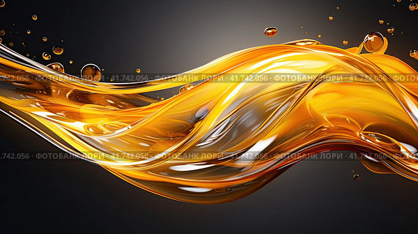 Golden honey wave on a dark background. Generated by AI. Стоковое AI-изображение, AI-художник Ярославский Максим / Фотобанк Лори