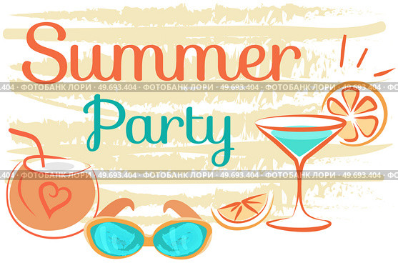 Good time banner hand drawn quote. Summer beach party related positive motivational lettering. Island vacation concept with palm trees and ocean. Summer party, posters, travel agency advertising. Good time banner hand drawn quote. Summer beach party related positive motivational lettering. Summer party. Стоковая иллюстрация, агентство Ingram Publishing / Фотобанк Лори