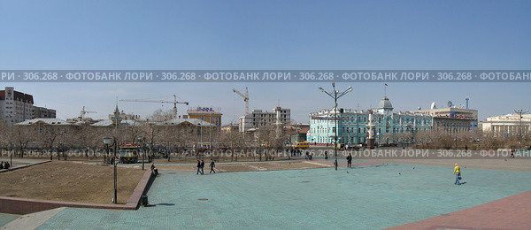 Город ЧИТА панорама, площадь Ленина (2008 год). Редакционное фото, фотограф Геннадий Соловьев / Фотобанк Лори