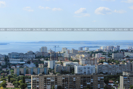 Город Саратов, вид сверху (2017 год). Стоковое фото, фотограф Евгений Будюкин / Фотобанк Лори