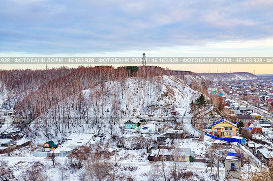 Город Тобольск. Дома на косогре зимой (2015 год). Стоковое фото, фотограф Александр Тараканов / Фотобанк Лори