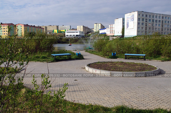 Городской пейзаж, город Полярный, Мурманская область (2012 год). Редакционное фото, фотограф Вячеслав Палес / Фотобанк Лори