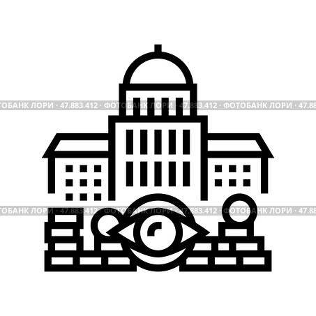 Government accountability and transparency and corruption social problem line icon vector illustration. Стоковая иллюстрация, иллюстратор Vectorwin / Фотобанк Лори