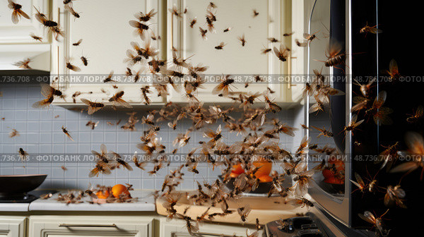 gras pests in kitchen ai generated. Стоковое AI-изображение, AI-художник Vectorwin / Фотобанк Лори