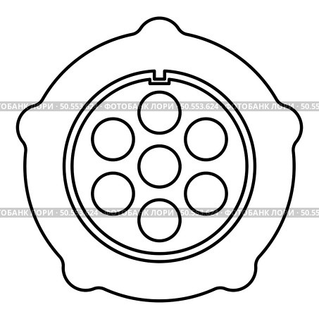 Grate for meat grinder plate mincer device for growing shallow of meat lattice with nut screw female screw pawl stop latch holder contour outline line icon black color vector illustration image thin flat style simple. Grate for meat grinder plate mincer device for growing shallow of meat lattice with nut screw female screw pawl stop latch holder contour outline line icon black color vector illustration image thin flat style. Стоковая иллюстрация, агентство Ingram Publishing / Фотобанк Лори
