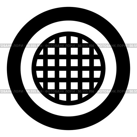 Grating grate lattice trellis net mesh BBQ grill grilling surface round shape icon in circle round black color vector illustration image solid outline style simple. Grating grate lattice trellis net mesh BBQ grill grilling surface round shape icon in circle round black color vector illustration image solid outline style. Стоковая иллюстрация, агентство Ingram Publishing / Фотобанк Лори