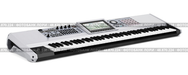 gray synthesizer isolated on white background. Стоковое фото, агентство Ingram Publishing / Фотобанк Лори
