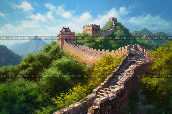 Great wall China. Generate ai. Стоковое AI-изображение, AI-художник Иван Рябоконь / Фотобанк Лори