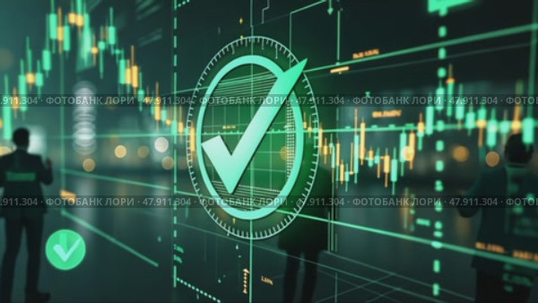 Green check mark is displayed on a computer screen. Стоковое AI-видео, аниматор Sergey Grishin / Фотобанк Лори