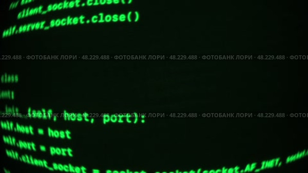 Green coding lines on a black computer screen. Стоковое видео, видеограф Arsenii Palivoda / Фотобанк Лори