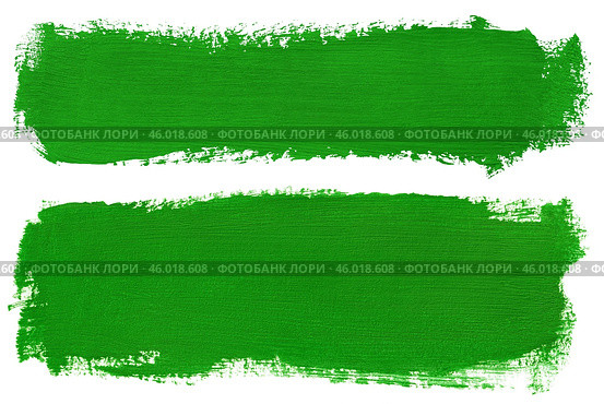 Green stroke of gouache paint brush. Стоковая иллюстрация, иллюстратор Роман Самохин / Фотобанк Лори