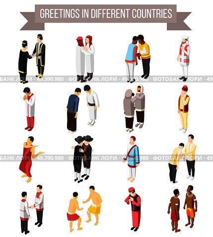 Greetings In Different Countries Icons. Стоковая иллюстрация, агентство Ingram Publishing / Фотобанк Лори