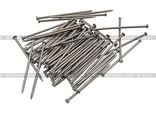 Гвозди на белом фоне. Nails on a white background. Стоковое фото, фотограф Татьяна Д / Фотобанк Лори