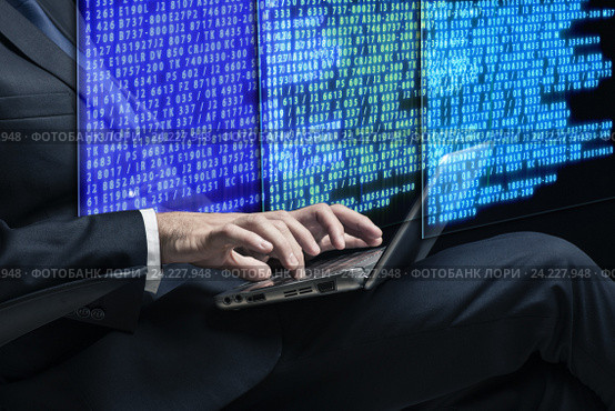 Hacker in digital security concept. Стоковое фото, фотограф Elnur / Фотобанк Лори