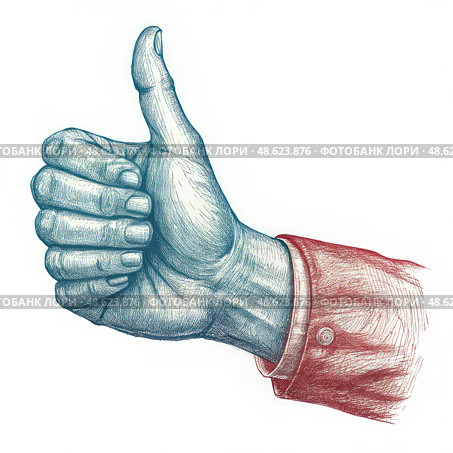 Hand Giving Thumbs Up. Generative AI. Стоковое AI-изображение, AI-художник Roman Zavorotny / Фотобанк Лори
