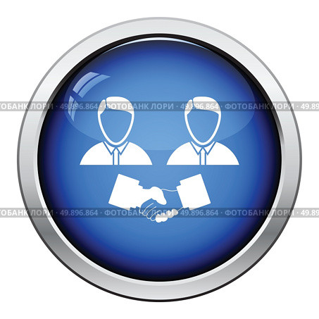Hand shake icon. Glossy button design. Vector illustration. Стоковая иллюстрация, агентство Ingram Publishing / Фотобанк Лори