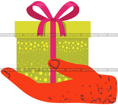 Hands holding stack of birthday gifts in wrapped boxes. Presents in bright packaging with bows. Giftboxes for holiday greeting, surprise. Boxes with presents, gifts for congratulations on holiday. Hands holding stack of birthday gifts in wrapped boxes. Giftboxes with presents for holiday greeting. Стоковая иллюстрация, агентство Ingram Publishing / Фотобанк Лори
