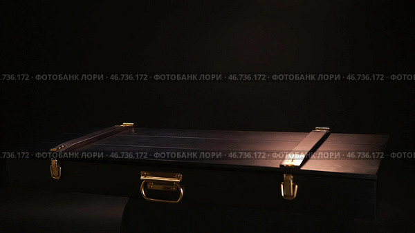Hands in leather gloves open beautiful case with the antique exhibit, steel sabre inside. Стоковое фото, фотограф David Kashakhi / Фотобанк Лори