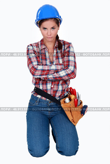Handywoman pouting. Стоковое фото, агентство Ingram Publishing / Фотобанк Лори