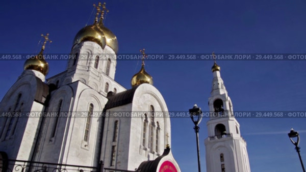 Ханты-Мансийск. Церковь Воскресения Христова. Khanty-Mansiysk. Church of the Resurrection. (2016 год). Стоковое видео, видеограф Евгений Романов / Фотобанк Лори