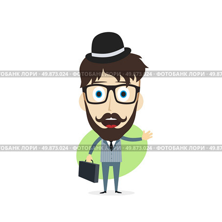 happy businessman cartoon character theme vector art illustration. happy businessman. Стоковая иллюстрация, агентство Ingram Publishing / Фотобанк Лори