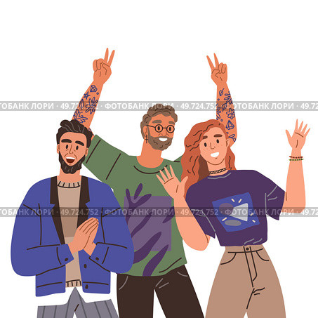 Happy people concept. Vector illustration Happy people value time spent with family and friends Men and women happy be at game cheer on their team People on event or ceremony share stories. Happy people concept. Vector illustration. Celebrating people make memories that last lifetime. Стоковая иллюстрация, агентство Ingram Publishing / Фотобанк Лори