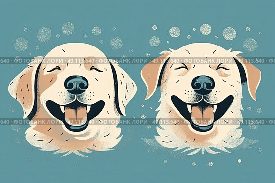 Harmony Unleashed: A Loving Tandem Gaze Between Two Majestic Canines. Стоковое AI-изображение, AI-художник Данила Большаков / Фотобанк Лори