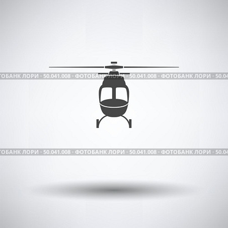 Helicopter icon front view on gray background, round shadow. Vector illustration. Стоковая иллюстрация, агентство Ingram Publishing / Фотобанк Лори