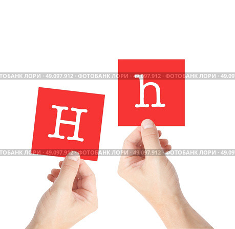 Hh written on cards held by hands. Стоковое фото, агентство Ingram Publishing / Фотобанк Лори