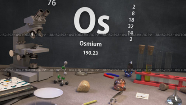 Химический Элемент 76 Os Осмий. Периодическая система. Инфографика. Стоковая анимация, аниматор Max Konnov / Фотобанк Лори