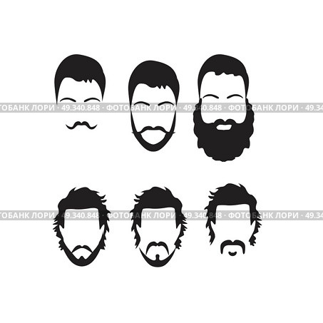 Hipster Vector Set, hair and beards,vector illustration set. Стоковая иллюстрация, агентство Ingram Publishing / Фотобанк Лори