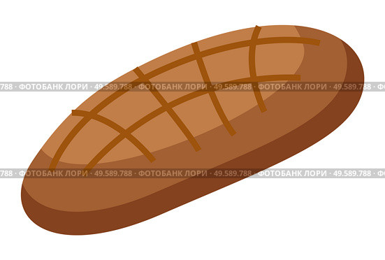 Homemade loaf of rye bread. Isolated icon of brown bread with crust. Product for sale at bakery shop. Tasty nutritional meal in closeup. Fresh baked food with ornament on top. Vector in flat. Loaf of Rye Bread, Whole Piece of Baked Product. Стоковая иллюстрация, агентство Ingram Publishing / Фотобанк Лори