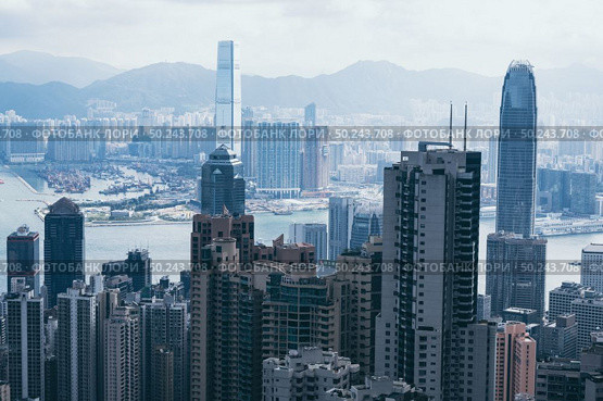 Hong Kong, Hong Kong - November 6 2019 : Hong Kong cityscape, view from mountains. Редакционное фото, агентство Ingram Publishing / Фотобанк Лори