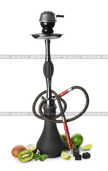 Hookah with fruits on white background. Стоковое фото, фотограф Pixel_shot / Фотобанк Лори