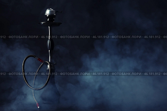 Hookah with fume on dark background. Стоковое фото, фотограф Pixel_shot / Фотобанк Лори