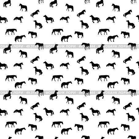 Horse Runs, Hops, Gallops Isolated. Seamless Pattern. Horse Runs, Hops, Gallops Isolated. Seamless Pattern. Стоковая иллюстрация, агентство Ingram Publishing / Фотобанк Лори
