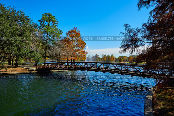 Houston Hermann park conservancy Mcgovern lake at autumn in Texas. Стоковое фото, агентство Ingram Publishing / Фотобанк Лори