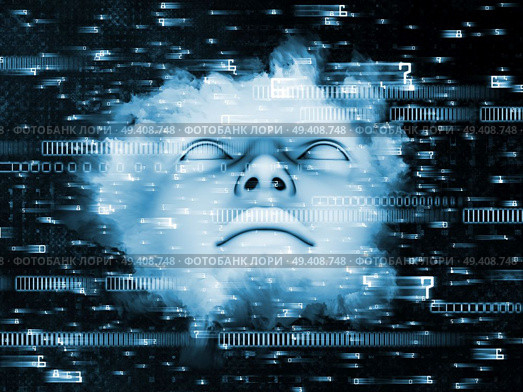 Human Tangents series. Arrangement of human face and graphic elements on the subject of Math, Nature, Universe and human existence. Стоковое фото, агентство Ingram Publishing / Фотобанк Лори