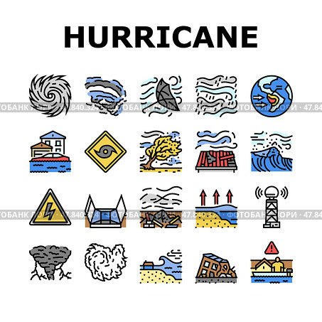 hurricane cyclone storm wind icons set vector. Стоковая иллюстрация, иллюстратор Vectorwin / Фотобанк Лори