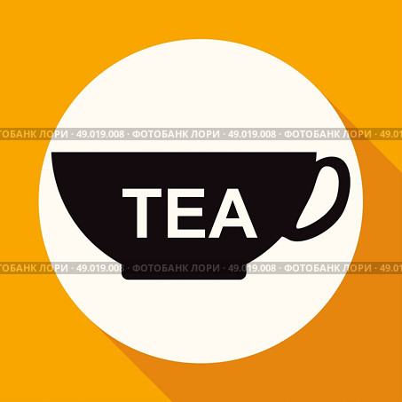 Icon cup on white circle with a long shadow. Стоковая иллюстрация, агентство Ingram Publishing / Фотобанк Лори