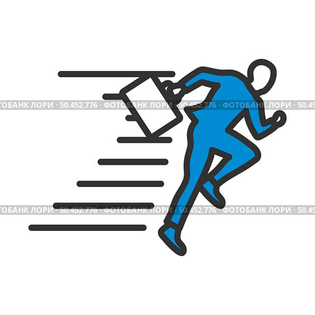 Icon Of Accelerating Businessman. Editable Bold Outline With Color Fill Design. Vector Illustration. Стоковая иллюстрация, агентство Ingram Publishing / Фотобанк Лори