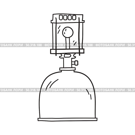 Icon Of Camping Gas Burner Lamp. Hand Drawn Sketch Design. Vector Illustration. Стоковая иллюстрация, агентство Ingram Publishing / Фотобанк Лори