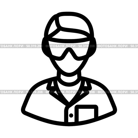 Icon Of Chemist In Eyewear. Editable Bold Outline Design. Vector Illustration. Стоковая иллюстрация, агентство Ingram Publishing / Фотобанк Лори