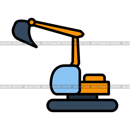 Icon Of Construction Bulldozer. Editable Bold Outline With Color Fill Design. Vector Illustration. Стоковая иллюстрация, агентство Ingram Publishing / Фотобанк Лори
