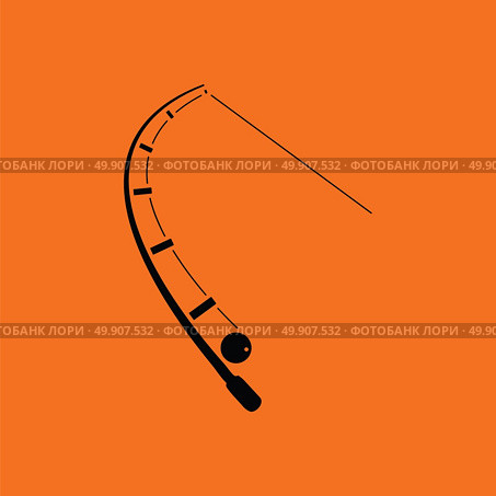 Icon of curved fishing tackle. Orange background with black. Vector illustration. Стоковая иллюстрация, агентство Ingram Publishing / Фотобанк Лори