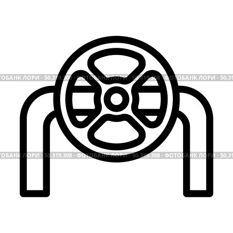 Icon Of Pipe With Valve. Editable Bold Outline Design. Vector Illustration. Стоковая иллюстрация, агентство Ingram Publishing / Фотобанк Лори