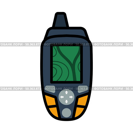 Icon Of Portable GPS Device. Editable Bold Outline With Color Fill Design. Vector Illustration. Стоковая иллюстрация, агентство Ingram Publishing / Фотобанк Лори