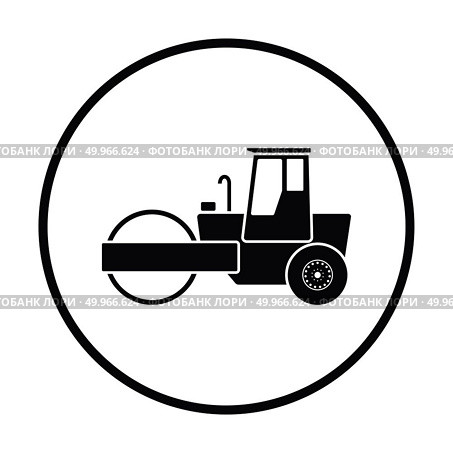 Icon of road roller. Thin circle design. Vector illustration. Стоковое фото, агентство Ingram Publishing / Фотобанк Лори
